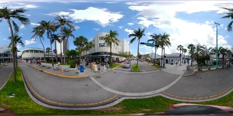 360 virtual reality spherical video shops on Lincoln Road Miami Beach FL 5.2k Stock Footage 89186508