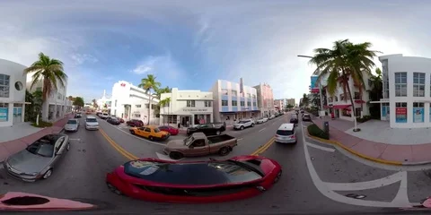 360 virtual reality video Miami Beach Collins Avenue Stock Footage 85279936