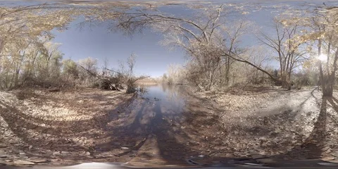 360 virtual reality view of a pond in the late Fall Stock Footage 69767484
