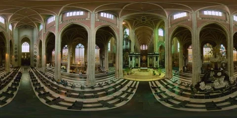 360 virtual realty view inside a church in Ghent Belgium.  No camera. Stock Footage 168767870
