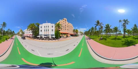 360 virtual tour world famous Miami Beach Ocean Drive Vídeo Stock 341983471