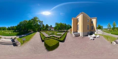 360 VR 360VR of The 360 view of the garden outside the Palmse manor in Estonia Stock Footage 91725349