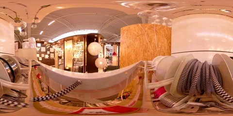 360 VR 360VR of The ropes on the roll and the lamps inside  virtual reality Stock Footage 93282176