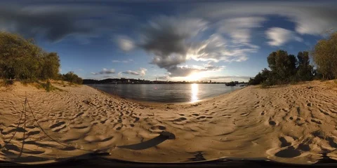 360 VR 4k of the sunset over river Dnipro Ukraine - Timelapse Stock Footage 90150966
