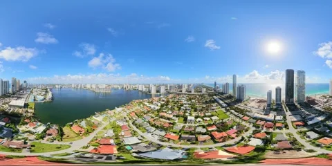 360 vr 8k aerial flight over neighgborhood Sunny Isles Beach Florida Vidéo 335607840