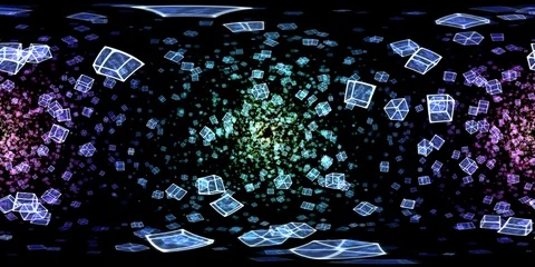 360 VR Abstract Travel through a Colorful Rotating Cubes Tunnel - Seamless Loop Stock Footage 88918183