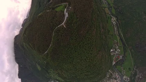 360 VR Aerial view of spring scenery in Norway - Scandinavia Stock Footage 341379965