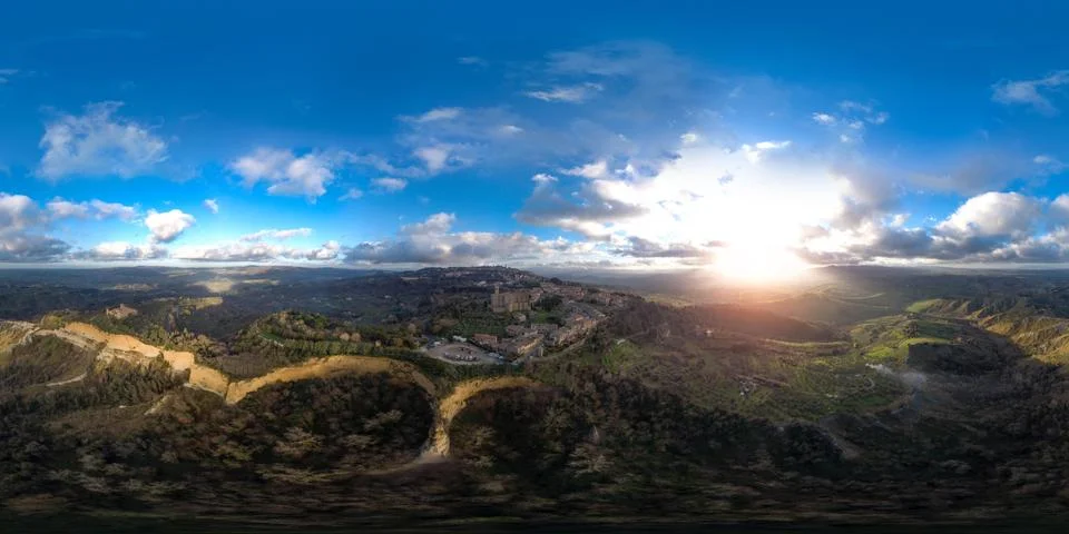 360° VR Aerial View in Volterra (Tuscany, Italy) Stock Photos