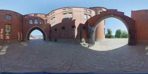 360 VR - Arched Gate in Gothic Architecture Stock Footage 135235580