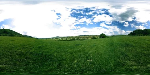 360 VR of a beautiful mountain meadow timelapse at the summer or autumn time Stock Footage 112737996
