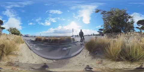 360 VR Bike Path Melbourne Australia Stock Footage 116462677