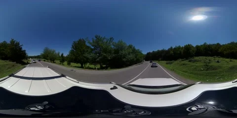 360 VR Cadillac Ecladade driving down the highway view from the roof Stock Footage 167791686