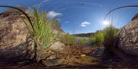 360 VR Calm Seaside View, Next To Lake, Peaceful Nature Stock Footage 162494378