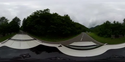360 VR The car drives along the road. Cloudy sky Stock Footage 167282328