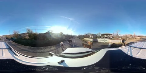 360 VR A car is driving on a freeway at high speed Stock Footage 167602456