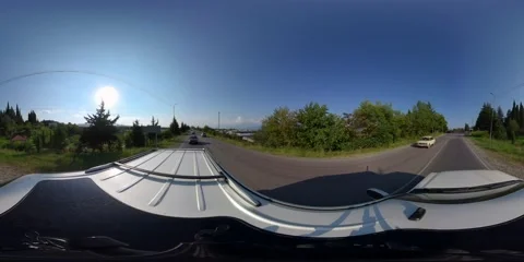 360 vr The car moves in trees and cities Stock Footage 167292125