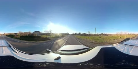 360 VR The car is moving along the highway view from the roof Video stock 167606416