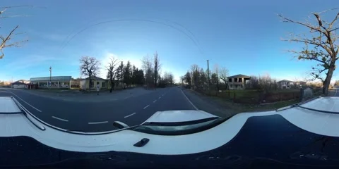 360 VR The car is moving along the highway view from the roof Stock Footage 167606476