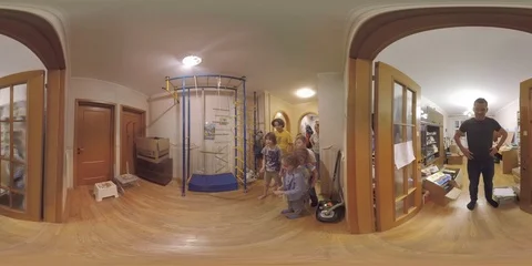 360 VR Children having fun at home Stock Footage 102639035