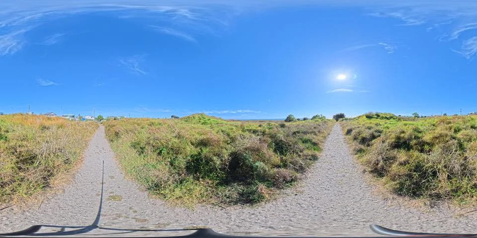360 VR Coastal Nature Path Panorama, New Zealand Stock Photos