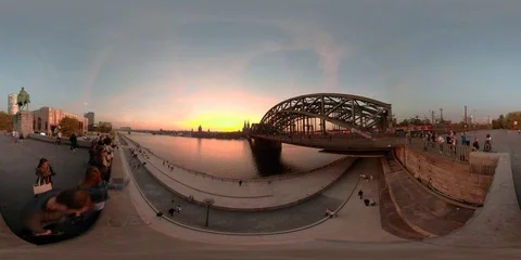 360 VR Cologne Cathedral timelapse sunset to night day-to-night Stock Footage 96780546