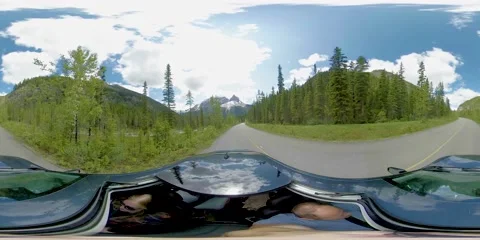 360 VR Drive 4K Glacier River and Mountains During Summer Day Stock Footage