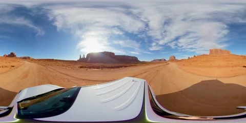 360 VR Drive Through Monument Valley Tribal Park During Day Stock Footage 154839304