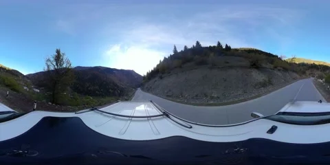 360 VR Driving on the highway in an SUV view from the roof Stock Footage 167860128