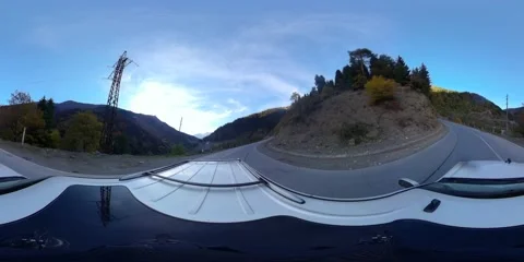 360 VR Driving on the highway in an SUV view from the roof Stock Footage 167860381