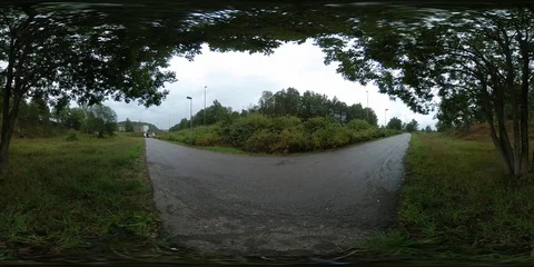 360 VR - Empty Bike Road View Cloudy Day Stock Footage 94527589