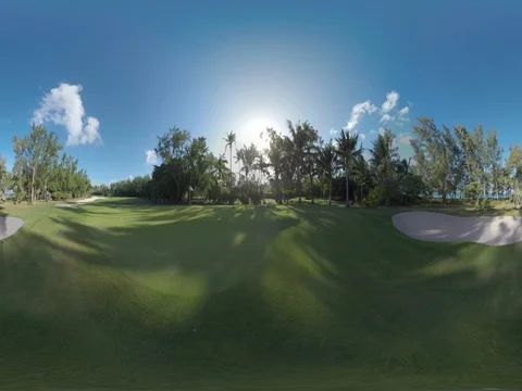 360 VR Empty golf course on Mauritius Island Stock Footage 74033194