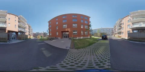 360 VR -  Empty Scandinavian Apartment Block Stock Footage 135761966