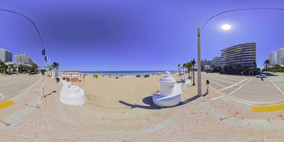 360 VR equirectangular photo of A1A Fort Lauderdale Beach Florida Fotos de archivo