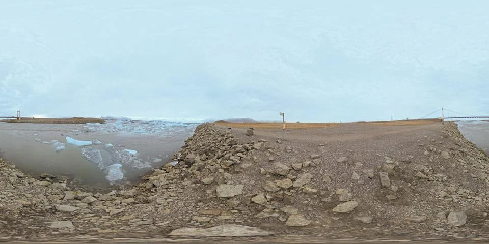 360 VR equirectangular photo Diamond Beach Iceland 2024 Foto stock