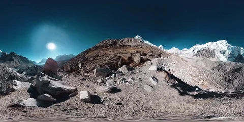 360 vr of the Everest Base camp at Khumbu glacier. Khumbu valley, Sagarmatha Stock Footage 125247621