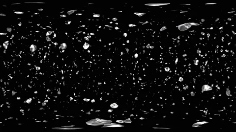 360 VR Flying Romantic silver Flower Petals Falling Alpha Channel Loop Stock Footage 96161520