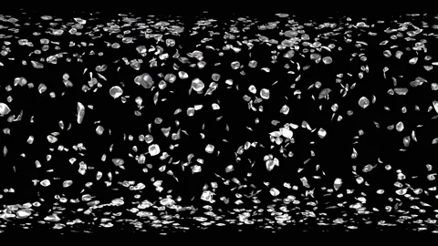 360 VR Flying Romantic silver Flower Petals Falling Alpha Channel Loop Stock Footage 96161740