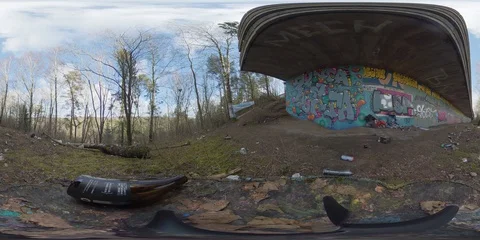 360 VR Graffiti Scene, View Over Whole Wall Stock Footage 129015174