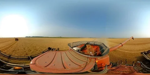 360 VR Grain Harvest, August 2018 Stock Footage