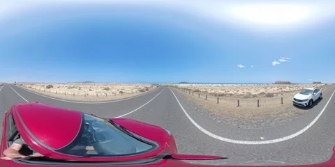 360 VR high-angle drive through Corralejo Dunes, Fuerteventura 库存影片 312900813