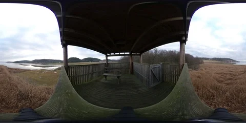 360 VR - Inside a Bird Watching Tower for Birding Stock Footage 122762772