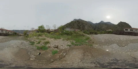 360 VR Kotor View From Moat Surrounded By Mountains And Residential Area Vidéo 108047760