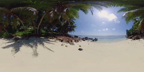 360 VR landscape - 8k small hidden tropical beach Stock Footage 88524236