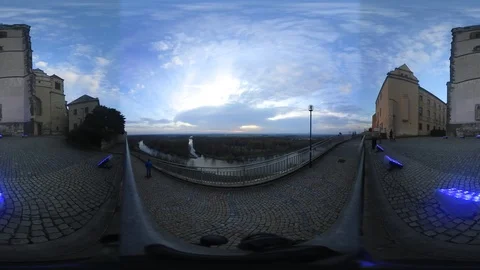 360 VR Landscape view at Labe and Vltava confluence Stock Footage 120030917