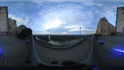 360 VR Landscape view at Labe and Vltava confluence Stock Footage 120030941