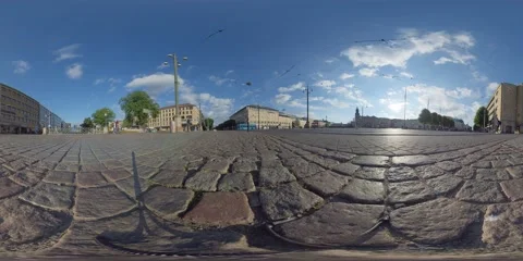 360 VR -  Low Angle Brunnsparken Square in Central Gothenburg Stock Footage 135646085