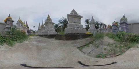 360 VR - Low angle view of small sacred buddhist stupas Stock Footage 119407413