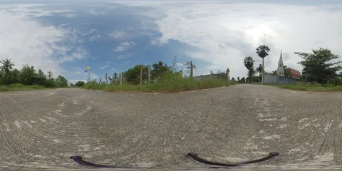360 VR - Low angle view of road leading up to Buddhist Temple Stock Footage 119407539
