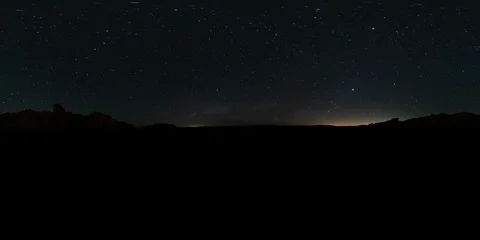 360 VR Milky Way Galaxy Rises Over Mojave Desert California USA for VR Headset Stock Footage 99097672