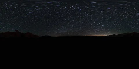 360 VR Milky Way Rises Over Mojave Desert Canyon California USA Astrophotography Stock Footage 153316360